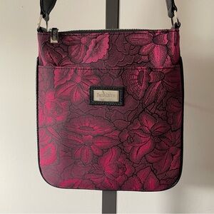 Pineda Covalin Luxury Crossbody Bag Purse Magenta Pink Floral Mexican